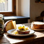 **

"A rustic Italian kitchen scene. On a wooden table, display various Italian fermented delicacies: aged Parmesan cheese, Prosciutto di Parma, artisanal sourdough bread, and a jar of homemade olive tapenade.  Sunlight streams through a window. Safe for work, appropriate content, fully clothed setting (no people depicted), professional food photography, perfect focus, high resolution, family-friendly."

**