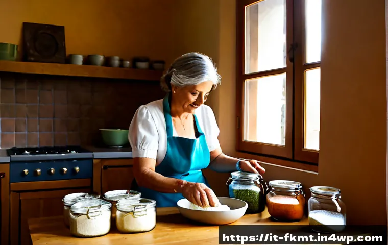 Home 15 전통 발효식품의 재료 현대화 방법 - Photorealistic Italian home kitchen scene showing modernized traditional fermentation ingredients: c...